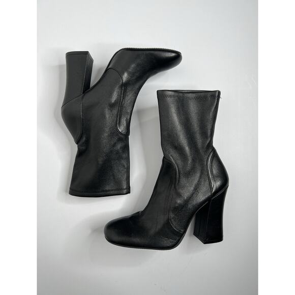 Stuart Weitzman Curveblock 100 Square Leather Bootie Sock Black Size 11 & 11.5 - Picture 8 of 15
